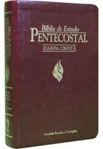 Biblia pentecostal media com harpa vinho