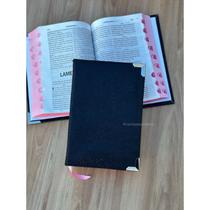 Biblia Preta Glitter capa dura acolchoada com cantoneira - RC