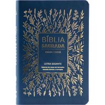 Bíblia RC Harpa Cristã - Letra Gigante - Capa Luxo Floral Azul - CPAD