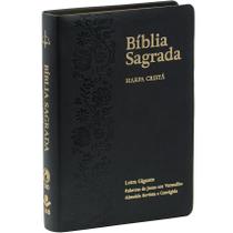 Bíblia RC Harpa Cristã - Letra Gigante - Capa Luxo Floral Preta - CPAD