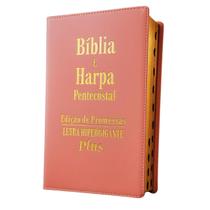 Bíblia Rosa Harpa Pentecostal Letra Hiper Gigante Plus