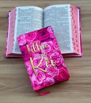 Bíblia Rosas Filha do rei com harpa ARC