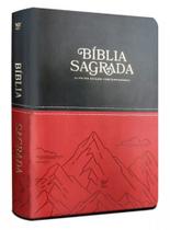 Bíblia Sagrada AEC Letra Gigante Capa PU Preta e Vermelho Montanhas EDITORA VIDA