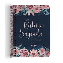 Bíblia Sagrada Anote NVI Letra Normal Capa Dura Espiral Rosas