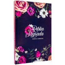 Bíblia Sagrada ARC Almeida Revista e Corrigida Harpa Avivada E Corinhos Média Capa Dura Floral Pink Mulheres e Meninas