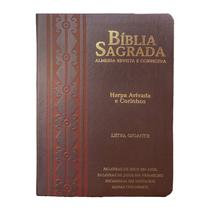 Bíblia Sagrada ARC FC Capa PU Luxo Arabesco Café e Bordô PDA PJV PED MC Harpa Avivada e Corinhos Letra Gigante CPP