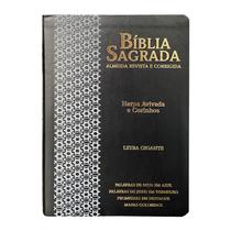 Bíblia Sagrada ARC FC Capa PU Luxo Estrela Preto e Cinza PDA PJV PED MC Harpa Avivada e Corinhos Letra Gigante CPP