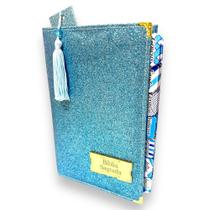 BIBLIA SAGRADA ARC GLITTER COM ABAS ADESIVAS E MARCA PAGINAS LETRA GIGANTE ref: GLITTER AZUL