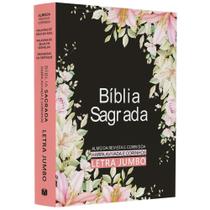 Bíblia Sagrada ARC Harpa Avivada e Corinhos Jumbo Capa Dura Preta com Flores