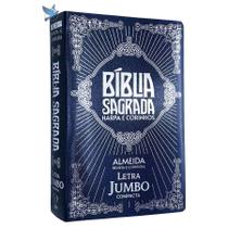 Bíblia Sagrada ARC Harpa Letra Jumbo Coverbook Compacta Azul