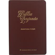 Bíblia Sagrada ARC Letra Gigante Linha Ouro Sintético Flexível Vinho - SBB