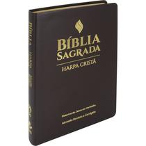 Bíblia Sagrada ARC Letra Grande Edição com Letras Vermelhas e Harpa Cristã - Capa Luxo Marrom com Borda Dourada - CPAD