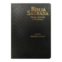 Bíblia Sagrada ARC Letra Hipergigante Harpa Avivada e Corinhos Capa PU Luxo Arabesco Preta