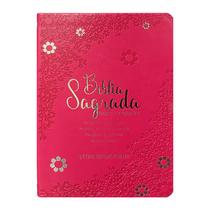 Bíblia Sagrada ARC Letra Hipergigante Harpa Avivada e Corinhos Capa PU Luxo Floral Pink