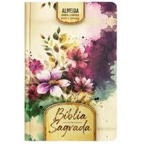 Bíblia Sagrada ARC Slim Letra Normal Capa Dura Flores Folhas
