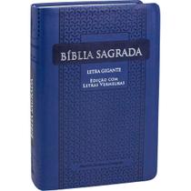 Biblia sagrada - azul arabesco - letra gigante- edição com letras vermelhas - rc - sbb