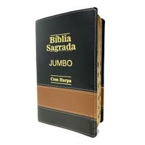 Bíblia Sagrada Bicolor Preta e Caramelo Luxo - Letra Jumbo