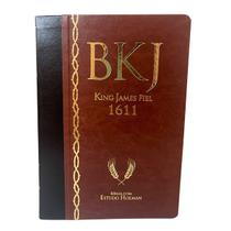 Bíblia Sagrada BKJ 1611 King James Grande Fiel com Estudo Holman ACF Letra Normal Capa Luxo Preto e Marrom