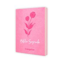 Bíblia Sagrada Brochura Capa Rosa - Textos colorido Letra média - Evangelização