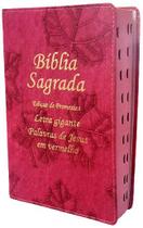 Bíblia Sagrada capa de Couro Pink Folhas