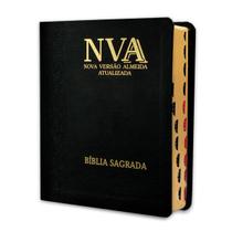 Bíblia Sagrada Capa PU Flexível Preta Nova Versão Almeida Atualizada 2025 com Índice e Fácil leitura