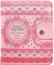 Bíblia Sagrada Carteira C/Harpa Avivada e Corinho Letra Grande - Rosa