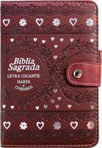Bíblia Sagrada Carteira Letra Gigante Harpa Cristã Bordô