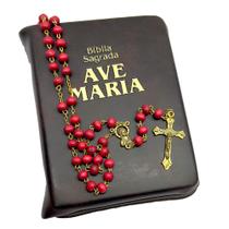 Biblia Sagrada Catolica Bolso Ziper Ave Maria Cortesia Terço