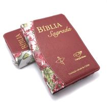 Bíblia Sagrada Católica CNBB Canção Nova Luxo Zíper Floral