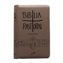 Bíblia Sagrada Católica Nova Pastoral Capa Zíper Marrom Letra Grande Completa Antigo e Novo Testamento Livro Catequético Editora Paulus
