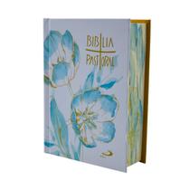 Bíblia Sagrada Católica Pastoral Bolso Capa Dura Floral Azul