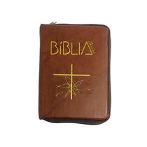 Biblia Sagrada Catolica Pequena Bolso Zíper Marrom Santuario