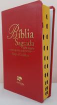 Bíblia sagrada com ajudas adicionais e harpa letra gigante - capa luxo vermelha