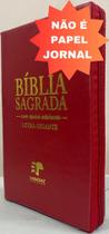 Bíblia sagrada com ajudas adicionais letra gigante capa com ziper vermelha