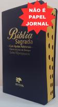 Bíblia sagrada com ajudas adicionais letra hipergigante - capa luxo azul marinho