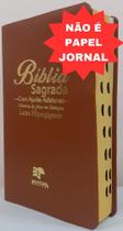 Bíblia sagrada com ajudas adicionais letra hipergigante - capa luxo caramelo