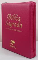 Bíblia sagrada com ajudas adicionais media capa com ziper pink lisa
