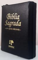 Bíblia sagrada com ajudas adicionais media capa com ziper preta