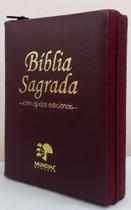 Bíblia sagrada com ajudas adicionais media capa com ziper vinho
