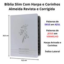 Bíblia sagrada com harpa arc índice slim full color capa de luxo branca