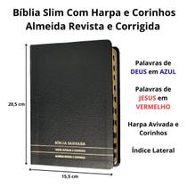 Bíblia sagrada com harpa arc índice slim full color capa de luxo preta