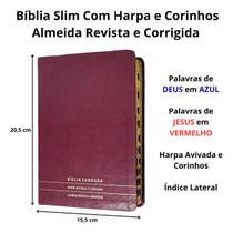Bíblia sagrada com harpa arc índice slim full color capa de luxo vinho Bíblia sagrada com harpa arc índice slim full color capa de luxo vinho
