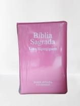 Bíblia Sagrada com Harpa Avivada e Corinhos ARC Letra Hipergigante C/ Índice Capa PINK ZÍPER
