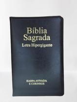 Bíblia Sagrada com Harpa Avivada e Corinhos ARC Letra Hipergigante C/ Índice Capa PRETA ZÍPER