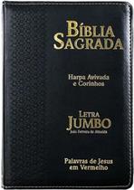 Bíblia Sagrada Com Harpa E Corinhos ARC Letra Jumbo Capa Luxo Preta