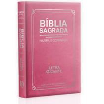 Bíblia Sagrada Com Harpa e Corinhos RC Edição Luxo Letra Gigante Rosa