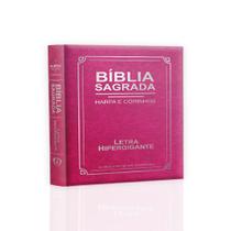 Bíblia Sagrada Com Harpa e Corinhos RC Edição Luxo Letra Hipergigante Pink