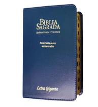 Bíblia sagrada com harpa letra gigante arc capa de luxo azul palavras de jesus em vermelho