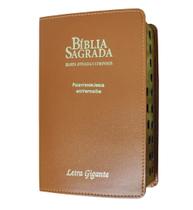 Bíblia sagrada com harpa letra gigante arc capa de luxo caramelo palavras de jesus em vermelho