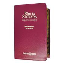 Bíblia sagrada com harpa letra gigante arc capa de luxo vinho palavras de jesus em vermelho